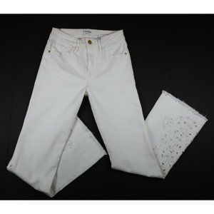 Frame Denim New NWT Eyelet Embroidered Cutout White Jean Pants 24